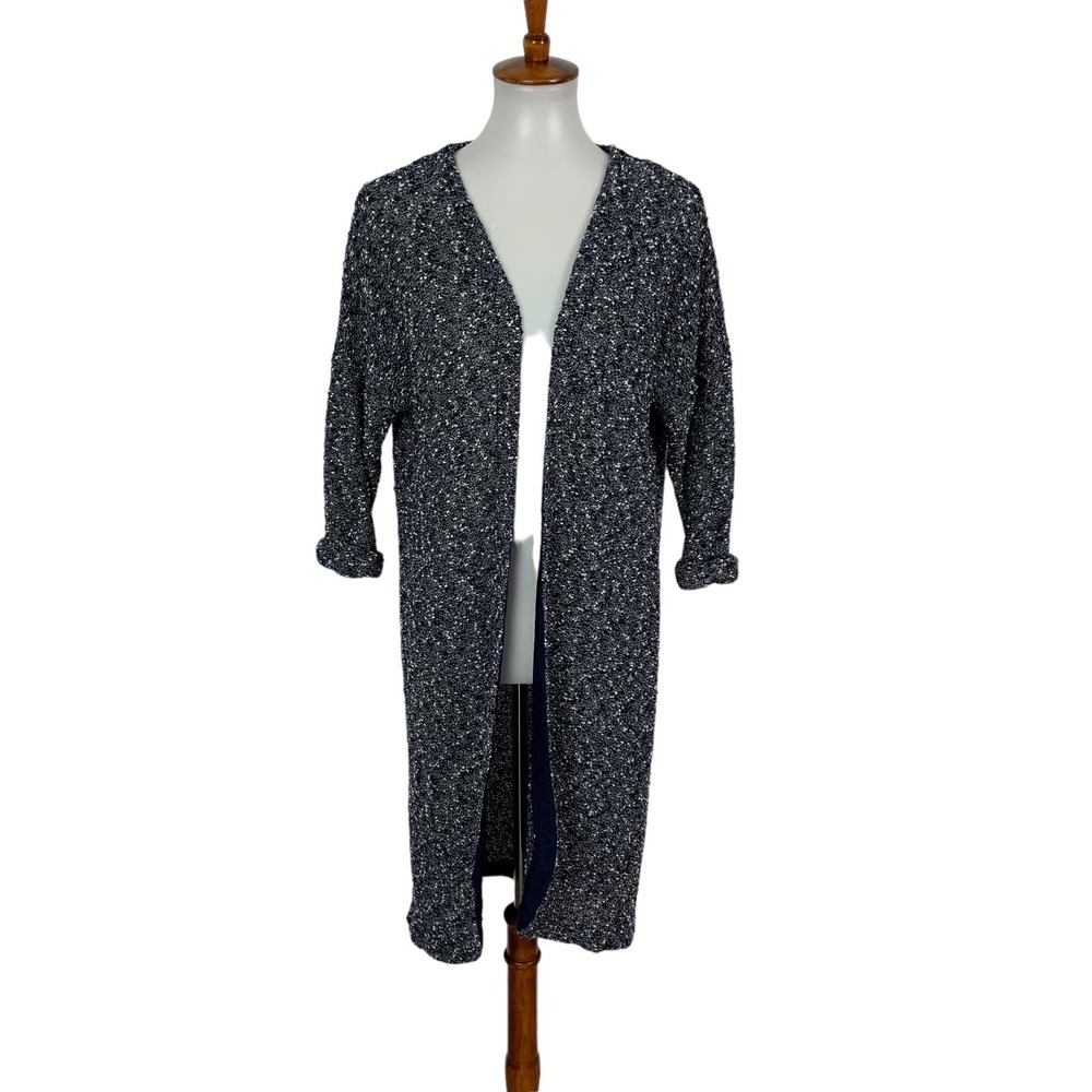 Dolan Left Coast Navy Boucle Knit Longline Open Cardigan Sweater Coat S Cozy